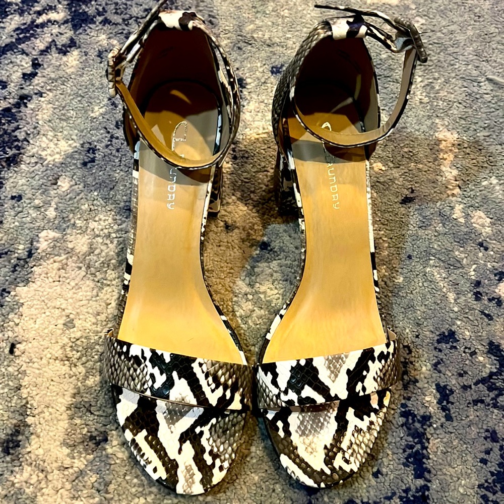 CL by Laundry Snakeskin chunky heeled sandal